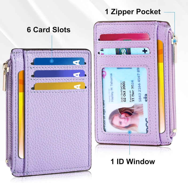 Tipmile Credit Card Holder for Women Slim Minimalist Front Pocket RFID Blocking Wallet Small Compact Card Case with ID Window, Lavender Purple - Image 3
